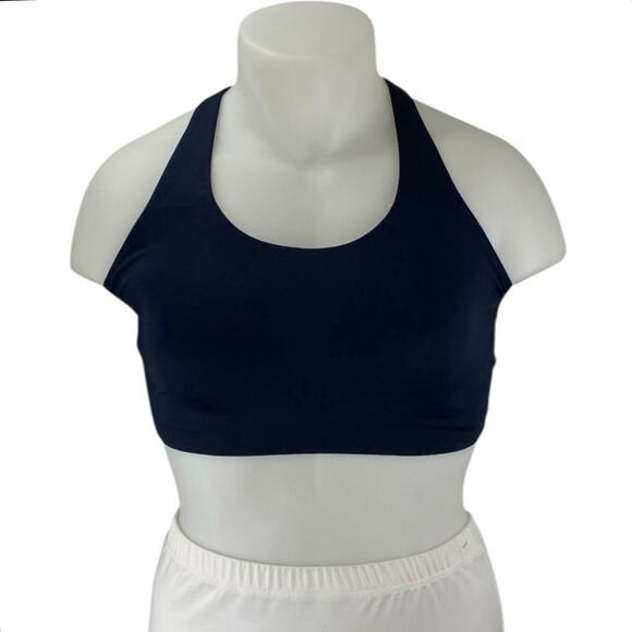Lululemon Navy Blue Sleeveless Crossback Straps Sports Bra Crop Tank Top 36D - Picture 1 of 5
